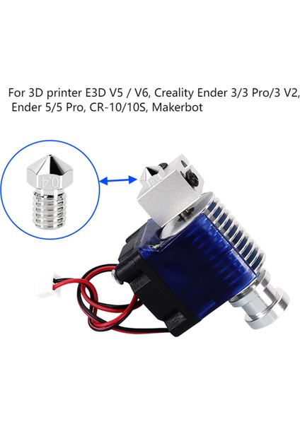 3D Yazıcı Için 5 Adet Yüksek Sıcaklık M6 Konu Nikel Kaplama Bakır Meme, V5/v6, 3/5 -10 (0.4mm) (Yurt Dışından)