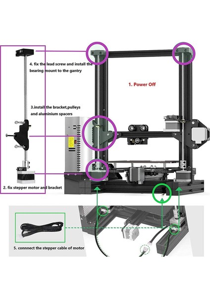 Kurşun Vidalı Step Motorlu 3 Çift Z Ekseni Yükseltme Kiti Için, 3'lü 3D Yazıcı Aksesuarları Parçaları (Yurt Dışından)