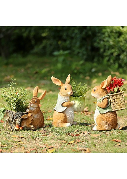 Simülasyon Tavşan Reçine Saksı Açık Tavşan Heykelleri Açık Dekor Için Polyresin Bunny C (Yurt Dışından)