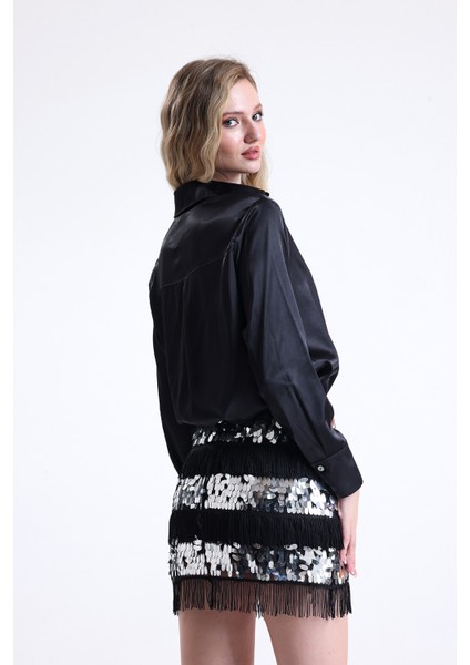 Pul ve Püskül Detaylı Büyük Beden Abiye Mini Etek | ETK34438 fiyatları