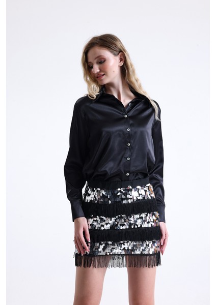 Pul ve Püskül Detaylı Büyük Beden Abiye Mini Etek | ETK34438 indirimleri