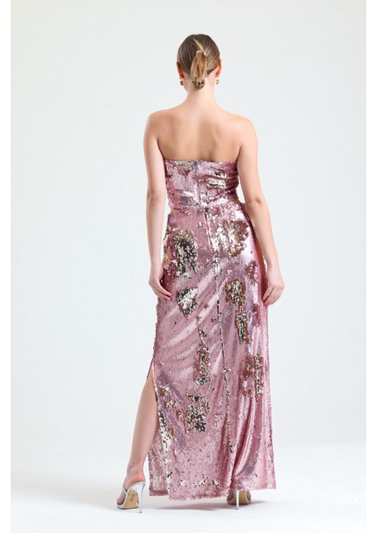 Vücuda Oturan Örme Parıltılı Pul Payet Şık Abiye Etek | ETK34902 Pudra indirimleri