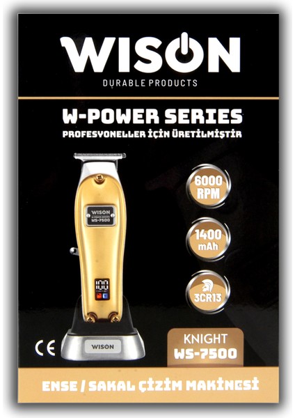 RenkStore W-Power Serisi WS-7500 Profesyoneller İçin Salon Tipi Saç Sakal Ense Çizim Tıraş Makinesi