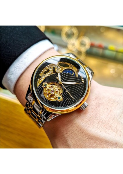 C07 Moda Erkek Tam Otomatik Mekanik Saat Erkek Saati Içi Boş Su Geçirmez Iş Retro Erkek Saat (Yurt Dışından) fiyatları