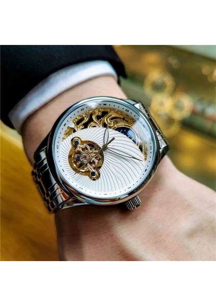 C07 Moda Erkek Tam Otomatik Mekanik Saat Erkek Saati Içi Boş Su Geçirmez Iş Retro Erkek Saat (Yurt Dışından) modelleri