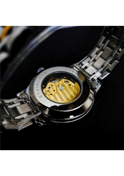 C07 Moda Erkek Tam Otomatik Mekanik Saat Erkek Saati Içi Boş Su Geçirmez Iş Retro Erkek Saat (Yurt Dışından) fırsatları