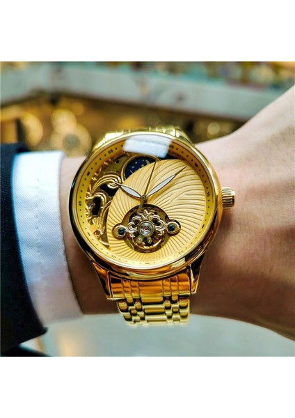 C07 Moda Erkek Tam Otomatik Mekanik Saat Erkek Saati Içi Boş Su Geçirmez Iş Retro Erkek Saat (Yurt Dışından) indirimleri