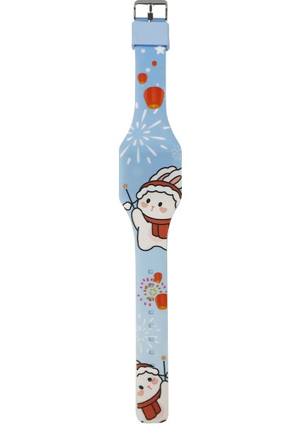 Mavi Karikatür 2023 Tavşan Yılı Yeni Tasarım LED Silikon Izle Yumuşak Bant Dijital Karikatür Silikon Su Geçirmez Özel Logo Çocuklar Için (Yurt Dışından)