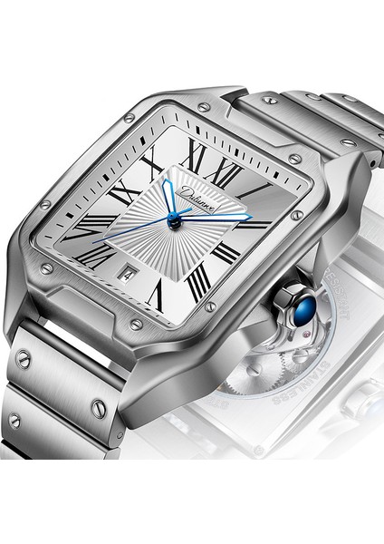 #4 Spor/klasik Kare Ince Taş Lüks Otomatik Tarih Bilek Saatleri Erkekler Tam Vidalı Paslanmaz Çelik Erkek Özel Özel Etiket Mekanik Saat (Yurt Dışından) fiyatları