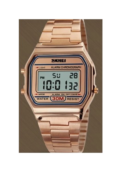 Rose Skmei 1123 Erkekler LED Dijital Saat Moda Rahat Spor Saatler Paslanmaz Çelik Relojes Masculino Su Geçirmez Kol Saatleri (Yurt Dışından)