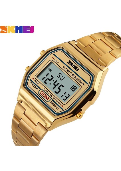 Rose Skmei 1123 Erkekler LED Dijital Saat Moda Rahat Spor Saatler Paslanmaz Çelik Relojes Masculino Su Geçirmez Kol Saatleri (Yurt Dışından)