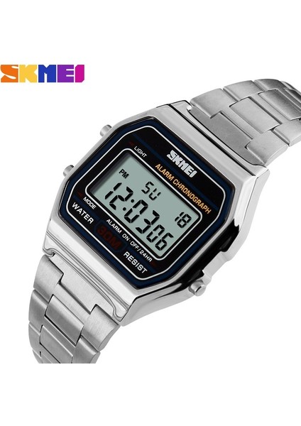 Rose Skmei 1123 Erkekler LED Dijital Saat Moda Rahat Spor Saatler Paslanmaz Çelik Relojes Masculino Su Geçirmez Kol Saatleri (Yurt Dışından)