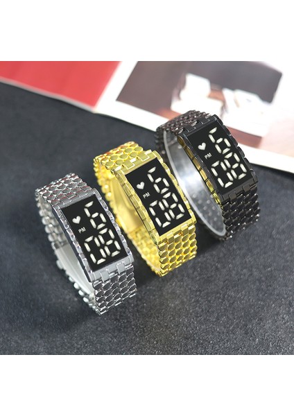 Stil 1 Modern Son Lüks Adam Demir Metal LED Samuray Izle Erkekler Için Yeni LED Bilezik Dijital Elektronik Kol Saati (Yurt Dışından)