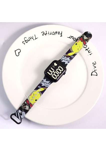 Siyah 1 Dijital LED Çocuk Saati Hayvan Baskılı ve Dokunmatik Ekran Fonksiyonlu Çocuk Bileklik Saati Eğlenceli Karikatür Baskılı (Yurt Dışından)