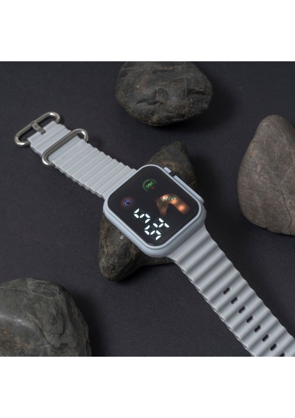 B Silikon Izle Büyük Ekran LED Dijital Saat Elektrolizle Durumda Okyanus Silikon Kayış Pp Izle Erkekler Kadınlar Için Su Geçirmez Unisex (Yurt Dışından)