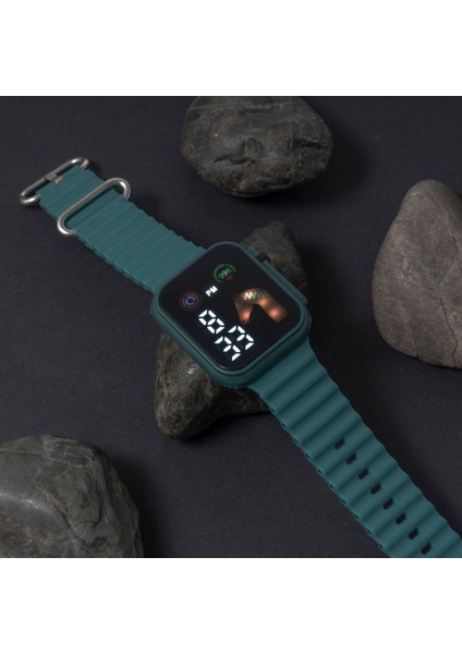 B Silikon Izle Büyük Ekran LED Dijital Saat Elektrolizle Durumda Okyanus Silikon Kayış Pp Izle Erkekler Kadınlar Için Su Geçirmez Unisex (Yurt Dışından)