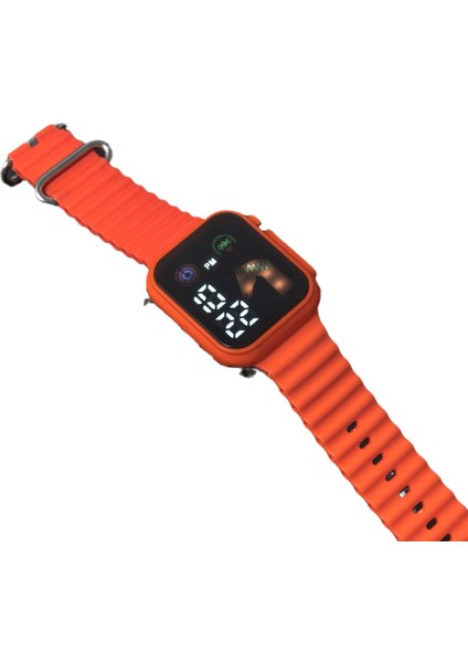B Silikon Izle Büyük Ekran LED Dijital Saat Elektrolizle Durumda Okyanus Silikon Kayış Pp Izle Erkekler Kadınlar Için Su Geçirmez Unisex (Yurt Dışından)