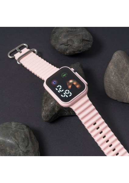 B Silikon Izle Büyük Ekran LED Dijital Saat Elektrolizle Durumda Okyanus Silikon Kayış Pp Izle Erkekler Kadınlar Için Su Geçirmez Unisex (Yurt Dışından)
