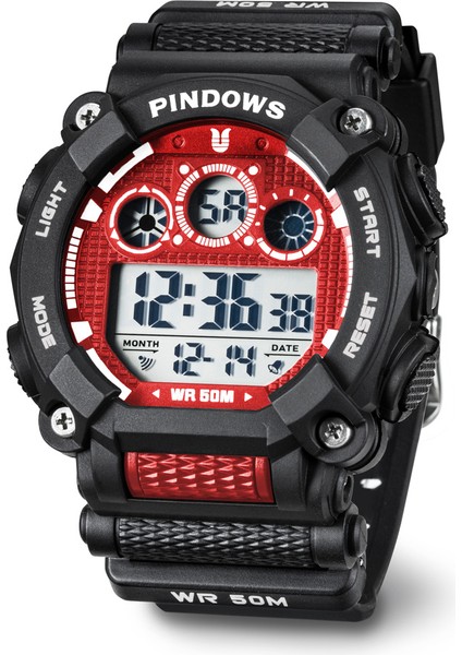 PDS-8005-N5 Moda Pindows Moda Özel Logo Küçük Adedi Kronograf Alarm Kol Saati 5bar Su Geçirmez Dijital Erkek Analog Çift Ekran Izle (Yurt Dışından)