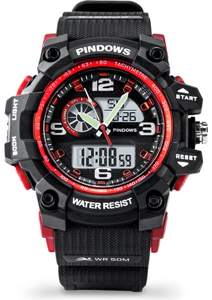 PDS-628-N4 Unisex Pindows Bilezik Kız Erkek Çocuk Su Geçirmez Analog Dijital 5ATM Su Geçirmez LED Ekran Dijital ve Analog-Dijital Saat (Yurt Dışından)