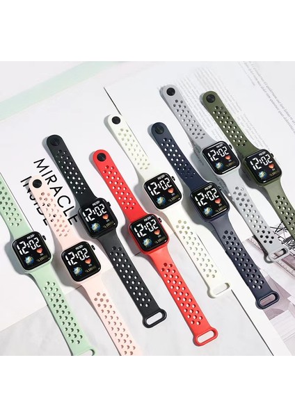 Şampanya 001 Moda Erkekler Bilek Dijital Saatler Rahat Elektronik LED Spor Izle Su Geçirmez Kadın Saatler Öğrenci Saati Relogio Masculion (Yurt Dışından)