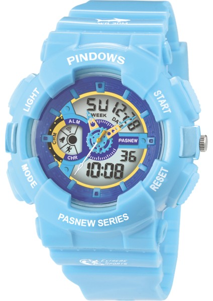 Pembe Pindows Elektronik Çift Ekran Spor LED Işık El Dijital Çocuklar Elektronik Alarm 8 Alarm Izle ve Su Geçirmez LED Saat Seti (Yurt Dışından)