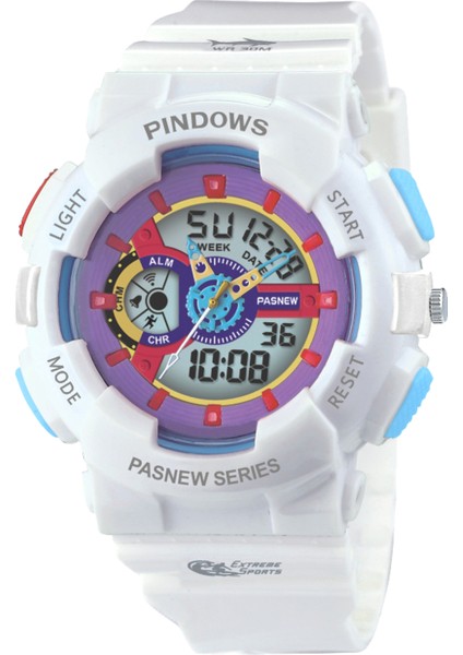 Pembe Pindows Elektronik Çift Ekran Spor LED Işık El Dijital Çocuklar Elektronik Alarm 8 Alarm Izle ve Su Geçirmez LED Saat Seti (Yurt Dışından)