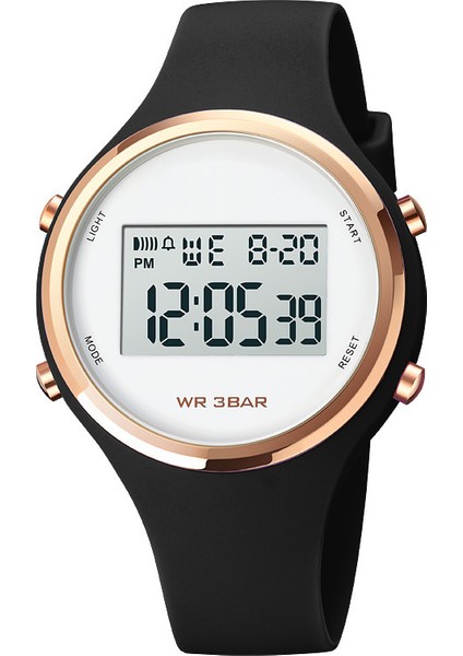 Siyah Dijital Saatler Unisex Pembe Renk Alarm Chrono Klasik Yuvarlak 30 M Su Geçirmez Silikon Dijital Saatler Kadınlar Için (Yurt Dışından)
