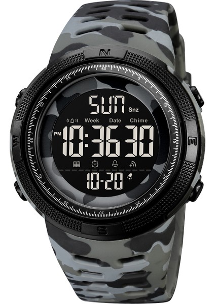 2070 Gri Kamuflaj Moda Stil Skmei Marka Moda LED Erkekler Spor Dijital Saatler 1251 2070 Çin'de Üretilmiştir Yüksek Kalite Su Geçirmez 5ATM Saat Elektronik Relojes (Yurt Dışından)