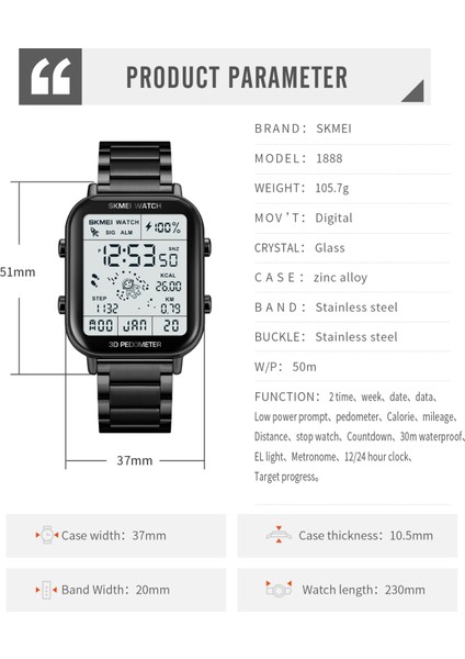 Siyah Pedometre Izle Skmei 1888 Pedometre Izle Adımlarla Yürüyüş Için Basit Adım Sayacı Kalori Mesafe Zaman Kadın Erkek (Yurt Dışından) indirimleri