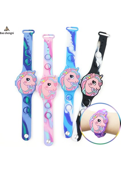 Stil 4 Karikatür/tek Boynuzlu At Şekli Moda Silikon Unicorn Pop Dijital Saat Kamuflaj LED Ekran Kol Saati Çocuklar Için Hediye (Yurt Dışından)