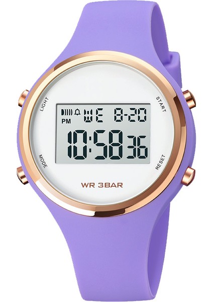 Siyah Dijital Saatler Unisex Pembe Renk Alarm Chrono Klasik Yuvarlak 30 M Su Geçirmez Silikon Dijital Saatler Kadınlar Için (Yurt Dışından)
