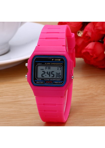 Mor Spor Çok Fonksiyonlu Ultra-Ince Işıklı LED Çocuk Saatler Spor Elektronik Saat Çocuk Kız Öğrenciler Saat Kare F91W Izle (Yurt Dışından) modelleri