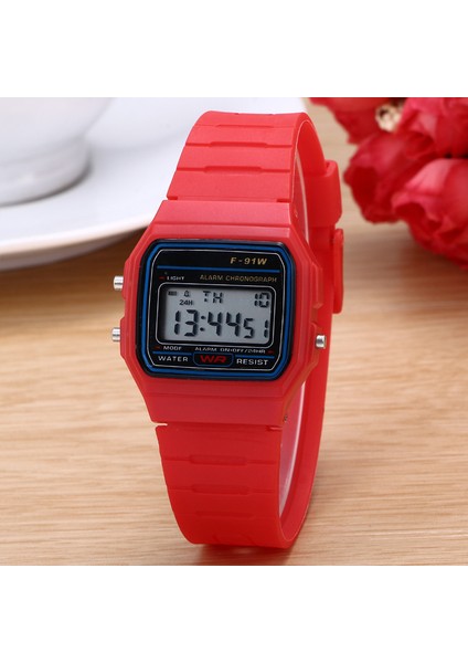 Mor Spor Çok Fonksiyonlu Ultra-Ince Işıklı LED Çocuk Saatler Spor Elektronik Saat Çocuk Kız Öğrenciler Saat Kare F91W Izle (Yurt Dışından) fırsatları