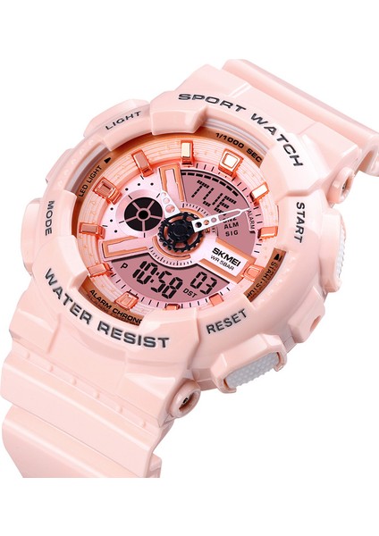 Pembe S Spor Skmei Gençlik Moda Dijital Izle Erkekler Darbeye Dayanıklı Su Geçirmez Çift Kol Saatleri LED Chrono Çalar Saat Erkek Saatler Serin Saat (Yurt Dışından)