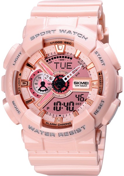 Pembe S Spor Skmei Gençlik Moda Dijital Izle Erkekler Darbeye Dayanıklı Su Geçirmez Çift Kol Saatleri LED Chrono Çalar Saat Erkek Saatler Serin Saat (Yurt Dışından)