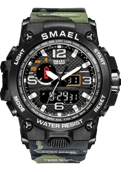 11 Smael Reloj 1545 Erkekler Spor Çift Ekran Analog Dijital LED Elektronik Kuvars Saatı Su Geçirmez Yüzme Spor Izle (Yurt Dışından)