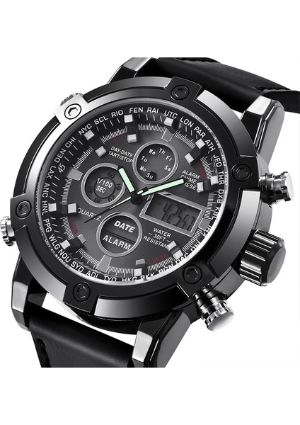 Kahve Moda Lüks Izle Lüks LED Spor Chronograph Dijital Saatler Çelik Otomatik Erkek Çalar Saat Kol Saati Saatler Erkekler Bilek (Yurt Dışından)
