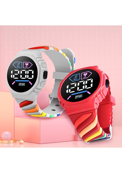 Pembe Moda LED Elektronik Saat Çocuklar Için Dijital Saat Öğrencileri Yaratıcı Doğa Sporları Yuvarlak Çocuk Elektronik Saat Gökkuşağı Cam 8mm (Yurt Dışından) fiyatları
