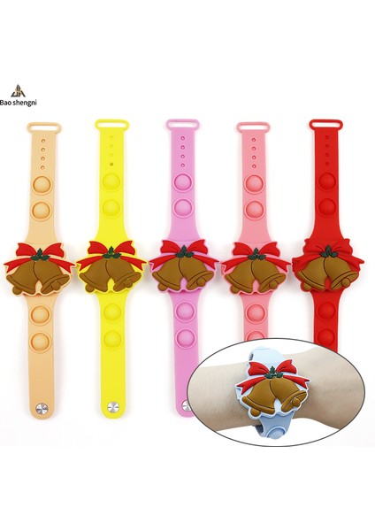 Turuncu Kırmızı Sevimli, Moda Sevimli Noel Şekli Silikon Karikatür Çocuk Izle 3D Kabarcık Kayış Itme Bilek Izle LED Dijital Kapak Çevirin Oyuncaklar Hediye Izle (Yurt Dışından)