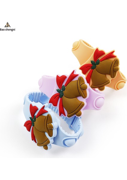 Turuncu Kırmızı Sevimli, Moda Sevimli Noel Şekli Silikon Karikatür Çocuk Izle 3D Kabarcık Kayış Itme Bilek Izle LED Dijital Kapak Çevirin Oyuncaklar Hediye Izle (Yurt Dışından)