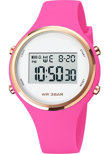 Rose Res Dijital Saatler Unisex Pembe Renk Alarm Chrono Klasik Yuvarlak 30 M Su Geçirmez Silikon Dijital Saatler Kadınlar Için (Yurt Dışından)
