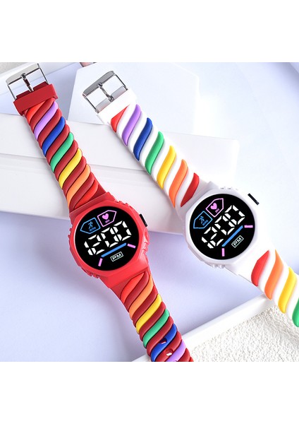 Pembe Moda LED Elektronik Saat Çocuklar Için Dijital Saat Öğrencileri Yaratıcı Doğa Sporları Yuvarlak Çocuk Elektronik Saat Gökkuşağı Cam 8mm (Yurt Dışından) indirimleri