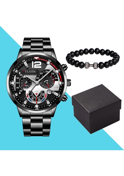 Model 4 Sıcak 2023 Trend 2 Adet Klasik Üç Göz Takvim Pointer Erkek Izle Spor Aydınlık Halter Bilezik Kuvars Izle Set (Yurt Dışından)