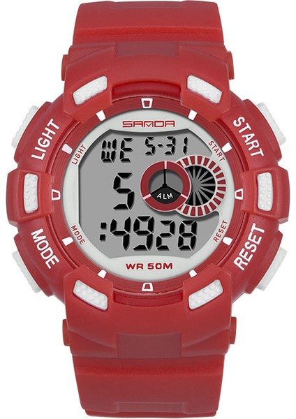 Kırmızı Moda ve Spor Yaratıcı Güzel Pembe Çocuk Dijital Saatler Reçine Kayış Suya Dayanıklı Hafta Ekran Basit Spor Kol Saati (Yurt Dışından)