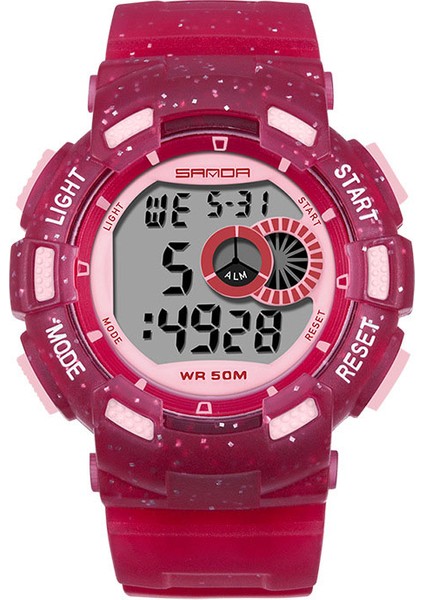 Kırmızı Moda ve Spor Yaratıcı Güzel Pembe Çocuk Dijital Saatler Reçine Kayış Suya Dayanıklı Hafta Ekran Basit Spor Kol Saati (Yurt Dışından) fiyatları