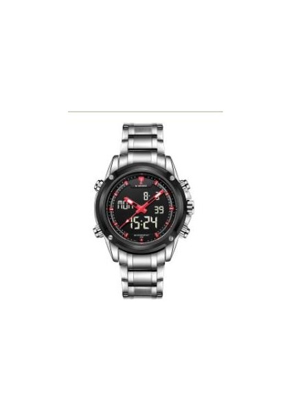 LX220204 Naviforce 9050 Paslanmaz Çelik Malzeme Saatli Erkek Kuvars Dijital Hareket Saatleri (Yurt Dışından)