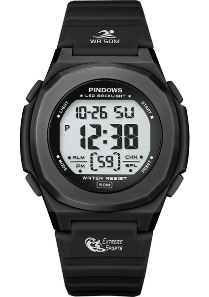 PDS-8007-N1 Moda Pasnew Özel Tasarım Moda Iş Aydınlık Su Geçirmez Üretici Casual Erkek Kronograf Dijital Gümüş LED Saat (Yurt Dışından)