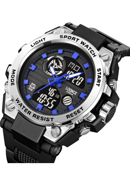 Mor Spor Oem Loqnce Erkekler Dijital Saat S-Stil Spor Saatler Çift Ekran Su Geçirmez Elektronik Kol Saati Relogio Masculino (Yurt Dışından)