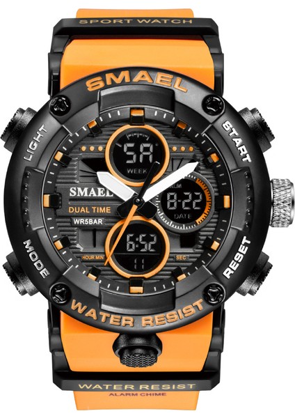 Model 8 Smael 1802 Erkek Aydınlık Dijital Saat LED Kronograf Gün Tarihi Alarm Spor Elektronik Bilek Saati (Yurt Dışından)